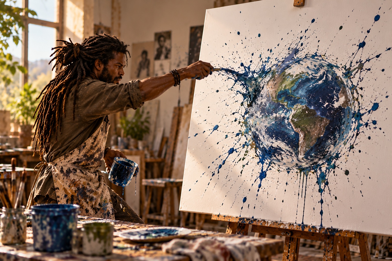 A sweep of paint becomes a world alive with movement.